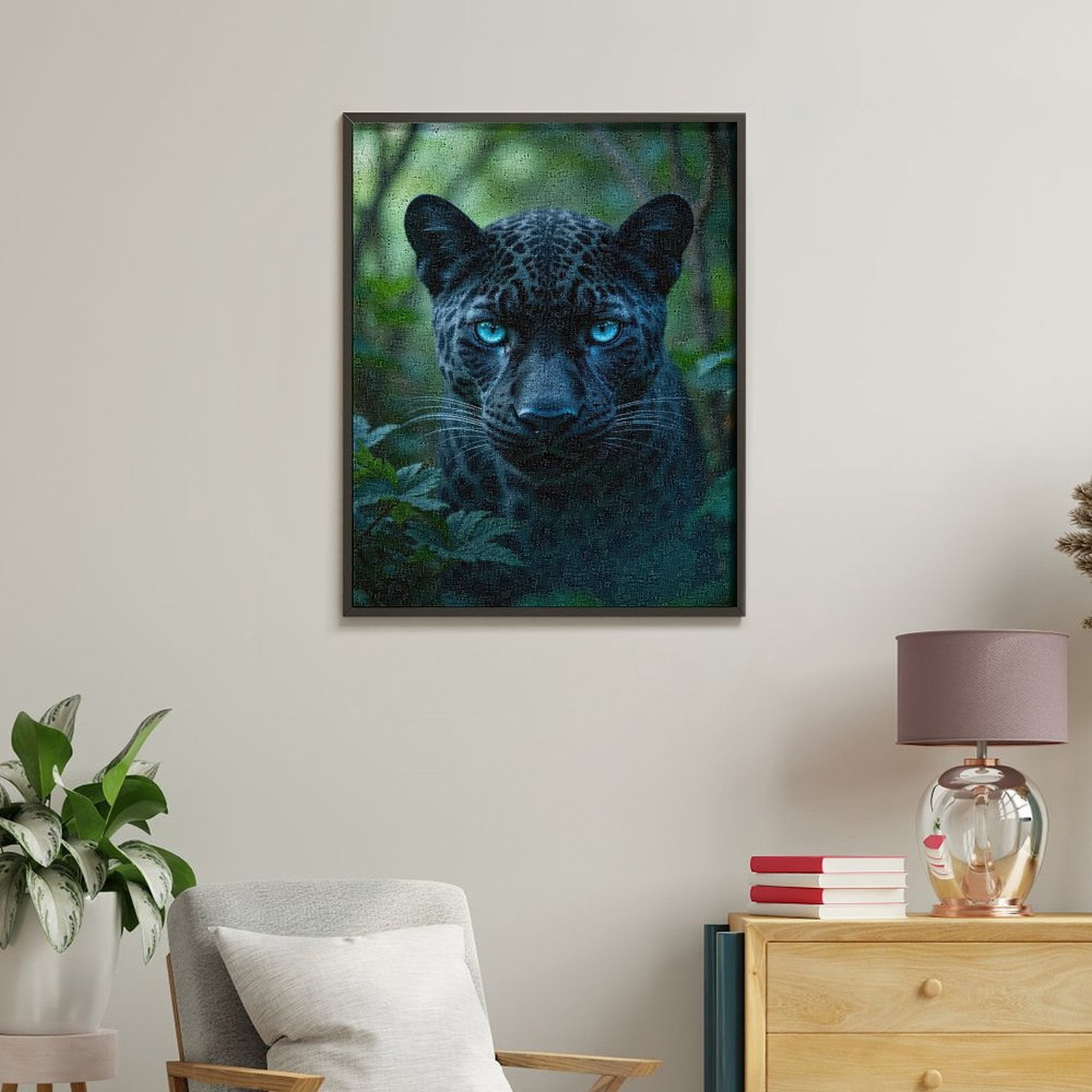 Paint By Numbers Kit for Adults Beginner - DIY Panther Blue Eyes Jungle Canvas Painting Kits for Adults, Frameless Paint By Number for Adults for Home Wall Decor 16x20 Inch