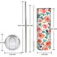 thumbnail image 2 of Floral Tumbler with Lid and Straw Double Wall Vacuum Stainless Steel 20 Oz Watercolor Rose Bouquet Cup, Water Bottle, Travel Coffee Mug,Flowers Decor,Accessories, 2 of 6