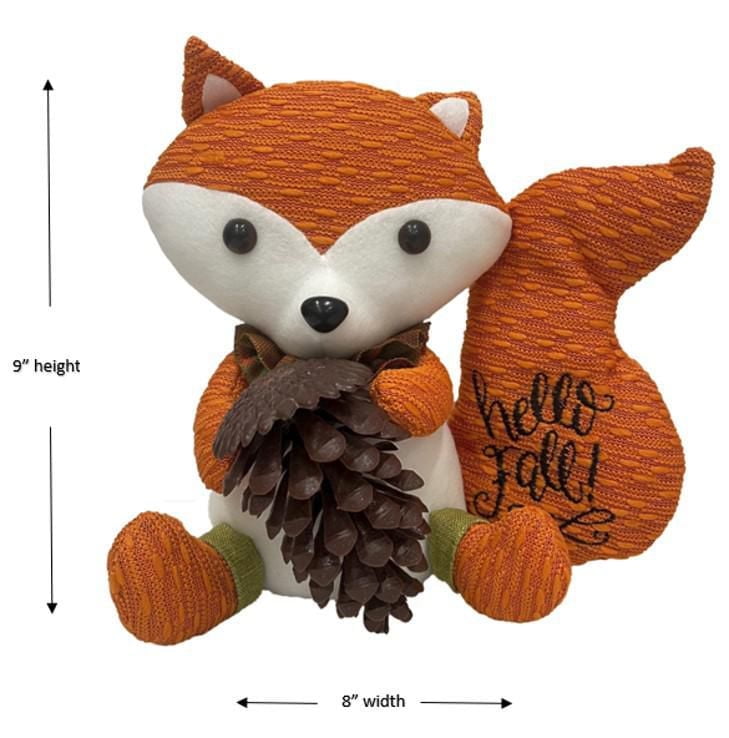 Way To Celebrate 9 Inch Fall Fox Holding Pinecone