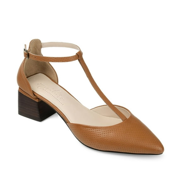 Journee Collective Women's Genuine Leather Cameela Pump 7 Brown