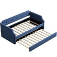thumbnail image 5 of Blue Upholstered Daybed With Trundle, Twin - Linen Covered, Robust Wood Slat Assembly Trundle Fabric, Setup, 5 of 6