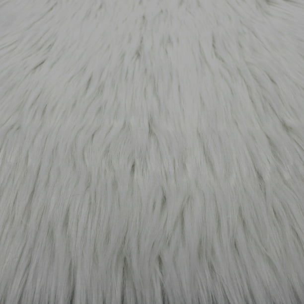 White Faux Fur Fabric Long Pile Mongolian by the Yard - Walmart.com ...