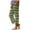 Army Green, variant on Casual Pants for Women with Printed Stripe Design, Elastic Waistband, Side Pockets and Straight Leg in Military Green