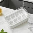 thumbnail image 4 of Ice Cube Tray with Press Button and Lid, Large Capacity Ice Storage Box, Food-Grade Plastic Ice Molds, Dust-Proof Cover, White/Green, 15 x 8.6 x 5 cm, 4 of 6