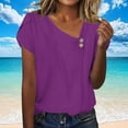 thumbnail image 4 of IROINNID Women's Casual Printed Short Sleeve Button T-Shirt Tops Loose Fits Fashion Blouse for Summer Lightweight Breathable Vacation Clothes(Purple,2XL), 4 of 6