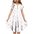 thumbnail image 2 of OVAFBAU Girls Dresses Summer Outfits Heart Graphic Short Sleeve Ruffle Sleeve Waist Pocket Sundress, 2 of 6