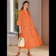 thumbnail image 4 of Vestido Bohemio con Cuello en V, Mangas Acampanadas y Bordado de Encaje para Mujer (2025) Color Naranja M, 4 of 9