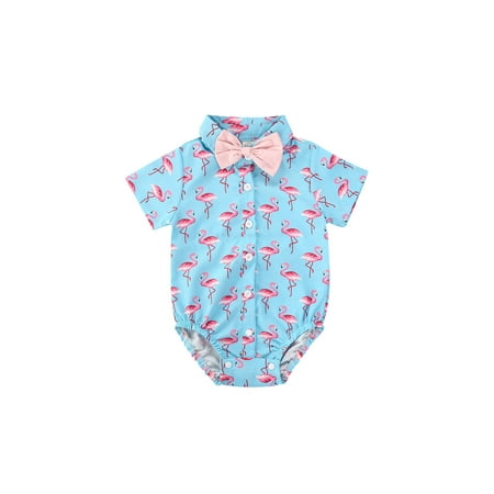 

Pudcoco Toddler Baby Boys Short Sleeve Hawaiian Button Down Bodysuit Romper Shirt Outfit