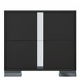 thumbnail image 5 of GZXS 2-Drawer Nightstand with Metal Handles & Mirrored Stripe Accent, Modern Black Bedside Table for Bedroom & Living Room - 23.3"L x 15.4"W x 21.3"H, 5 of 6