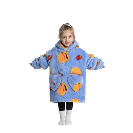 

Eyicmarn Parent-child Winter Night-gown Long Sleeve Cartoon Pattern Hooded Plush One-piece Pajamas for Adult/ Baby/ Kid