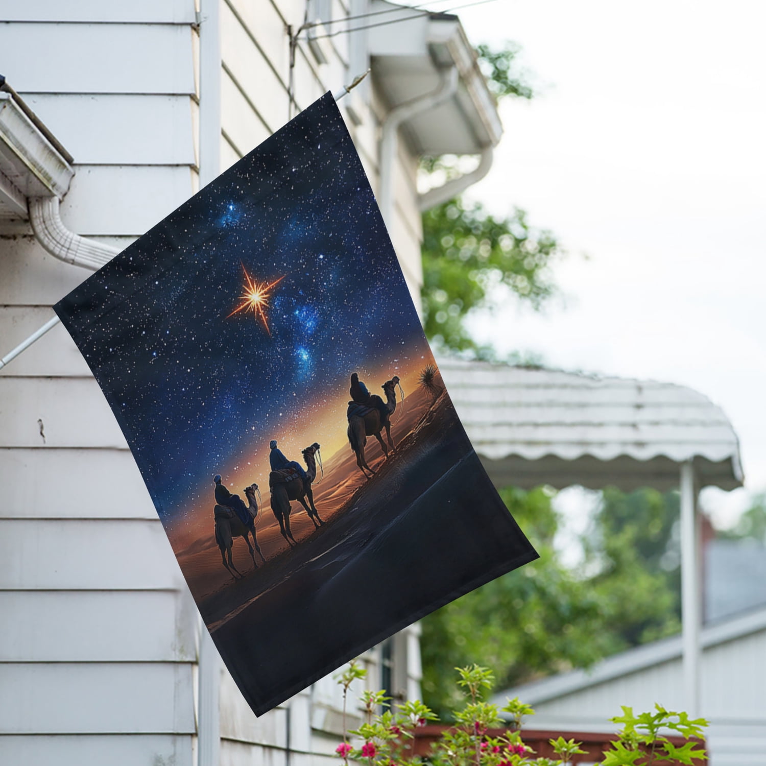 America Forever Three Wise Men House Flag, 28 x 40 inch Double Sided, Christmas Nativity Banner, Star of Bethlehem Religious Outdoor Decor, Spiritual Holiday Outside Decorations Yard Flag