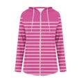 thumbnail image 2 of Women's Full Zip Up Hoodie Cardigans Striped Print Casual Fashion Outerwear Hooded Sweatshirt Fall Spring Coats (2XL, Hot Pink), 2 of 6