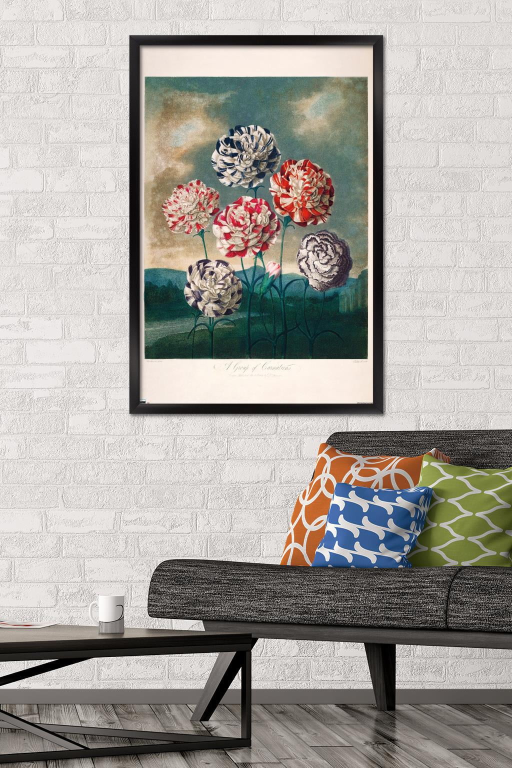 A Group Of Carnations Wall Poster, 22.375" x 34" Framed