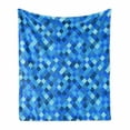 thumbnail image 1 of Blue Soft Flannel Fleece Throw Blanket, Abstract Geometrical Hexagonal Squared Shapes Image Ombre Style Art, Cozy Plush for Indoor and Outdoor Use, 50" x 60", Turquoise Dark Blue, by Ambesonne, 1 of 6