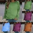 thumbnail image 5 of qucoqpe Womens Casual Long Sleeve Sweatshirt Crew Neck Cute Pullover Solid Color Loose Fit Tops, 5 of 5