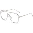 thumbnail image 1 of wonima44 LJCZKA Pilot Blue Light Blocking Glasses Women Men 70s Square Metal Frame Oversized Double Bridge Computer Gaming Eyeglasses, 1 of 1