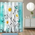 thumbnail image 5 of Rustic Farmhouse Shower Curtain White Daisy Floral Teal Waterproof Fabric Shower Curtains for Bathroom Flower Turquoise Butterfly Bath Curtain Decor with Hooks (Teal, 72'''' x 72''''), 5 of 6