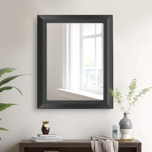 GODCHAR Framed Tempered Glass Bathroom Vanity Rectangular Mirror 20"x16", Black
