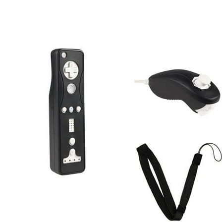 INSTEN Black Right Remote+Nunchuck Controller Skin Case+wrist for Nintendo Wii Wii U