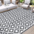 thumbnail image 4 of Outdoor Rug x Reversible Outdoor Plastic Straw Rug Large Outdoor Patio Rug RV Mat Outside Indoor Outdoor Rugs for Patio RV Balcony Deck Picnic Backyard Porch Grey, 4 of 8