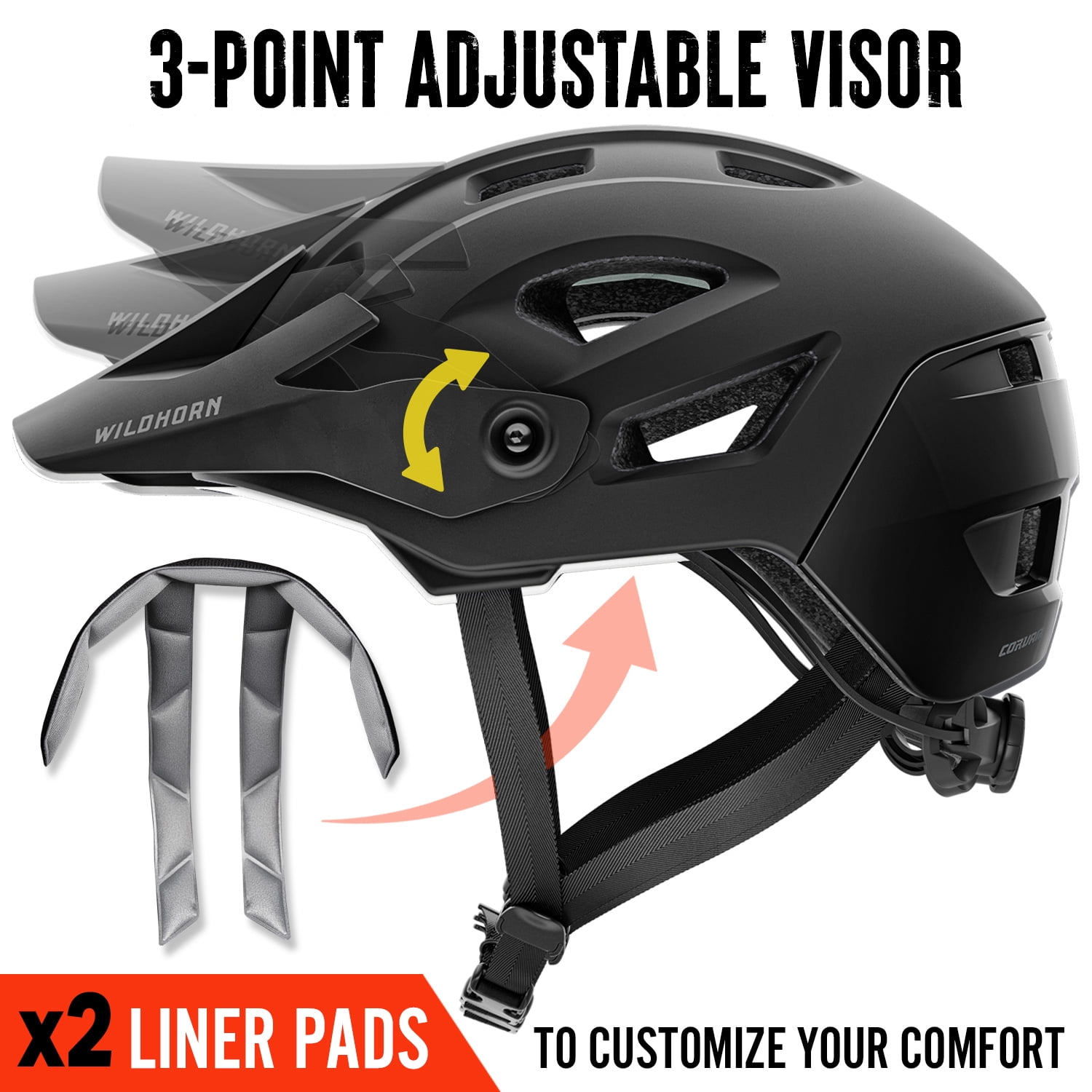 Wildhorn Corvair Mountain Bike Helmet, Large / XL, Black