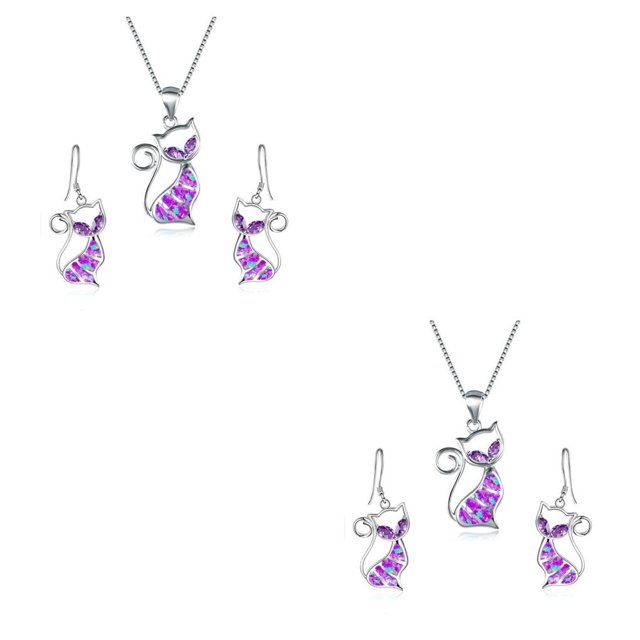 Guardurnaity Collar gancho pendientes conjunto cumpleaños boda joyería nupcial mujer novia vacaciones regalo personalizado púrpura Type2 NO2 Guardurnaity CBP224328