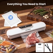 VAVSEA Vacuum Sealer, 62Kpa Food Sealer Machines with 4 Modes, Dry/Draw/Seal/Vac and 10Pcs Bags Starter Kit for Dry & Moist Food Storage Sous Vide for Kitchen