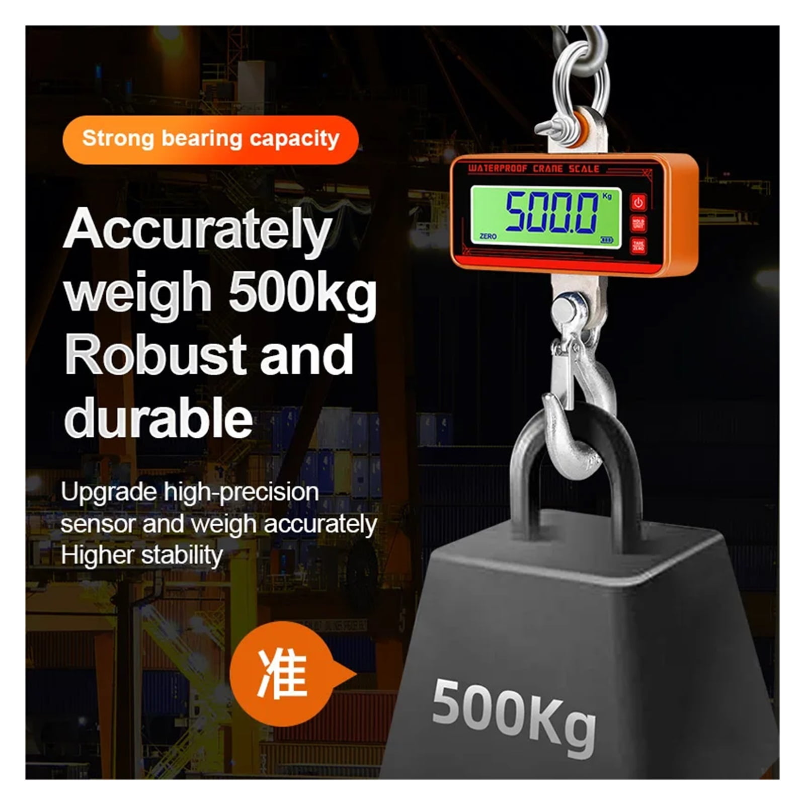 Waterproof Crane Scale 1500kg/500kg Digital LCD Hanging Scales 65ft Wireless Control Heavy Duty Industrial Hook Weight Tools ,Precise & Responsive