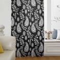 thumbnail image 5 of Black Paisley Sheer Curtains 45 Inches Long, Ethnic Vintage Floral Botanical Abstract Light Filering Curtains, Breathable Simi Curtain Privacy Drapes for Kitchen Bathroom Small Window Treatment, 5 of 9
