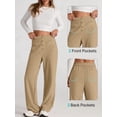 thumbnail image 6 of Womens High Waist Button Stretchy Pants Straight Leg Office Dress Pant Casual Trousers with Pocket Camel Color 5XL, 6 of 8