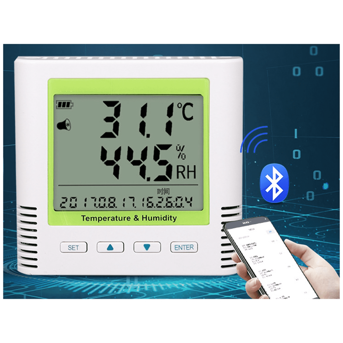 TH20BL Bluetooth Temperature and Humidity Recorder, Intelligent High-Precision Barometric Temperature and Humidity Meter,1 set * Bluetooth thermometer and hygrometer