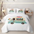 thumbnail image 2 of Catabedysis Summer Fun Bed Spread Queen,Ice Cream Truck Print Queen Coverlet Set For Boys,Multicolor,3 Pieces, 2 of 7