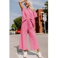 thumbnail image 5 of Strawberry Pink Textured Loose Fit T Shirt and Drawstring Pants Set, 5 of 11