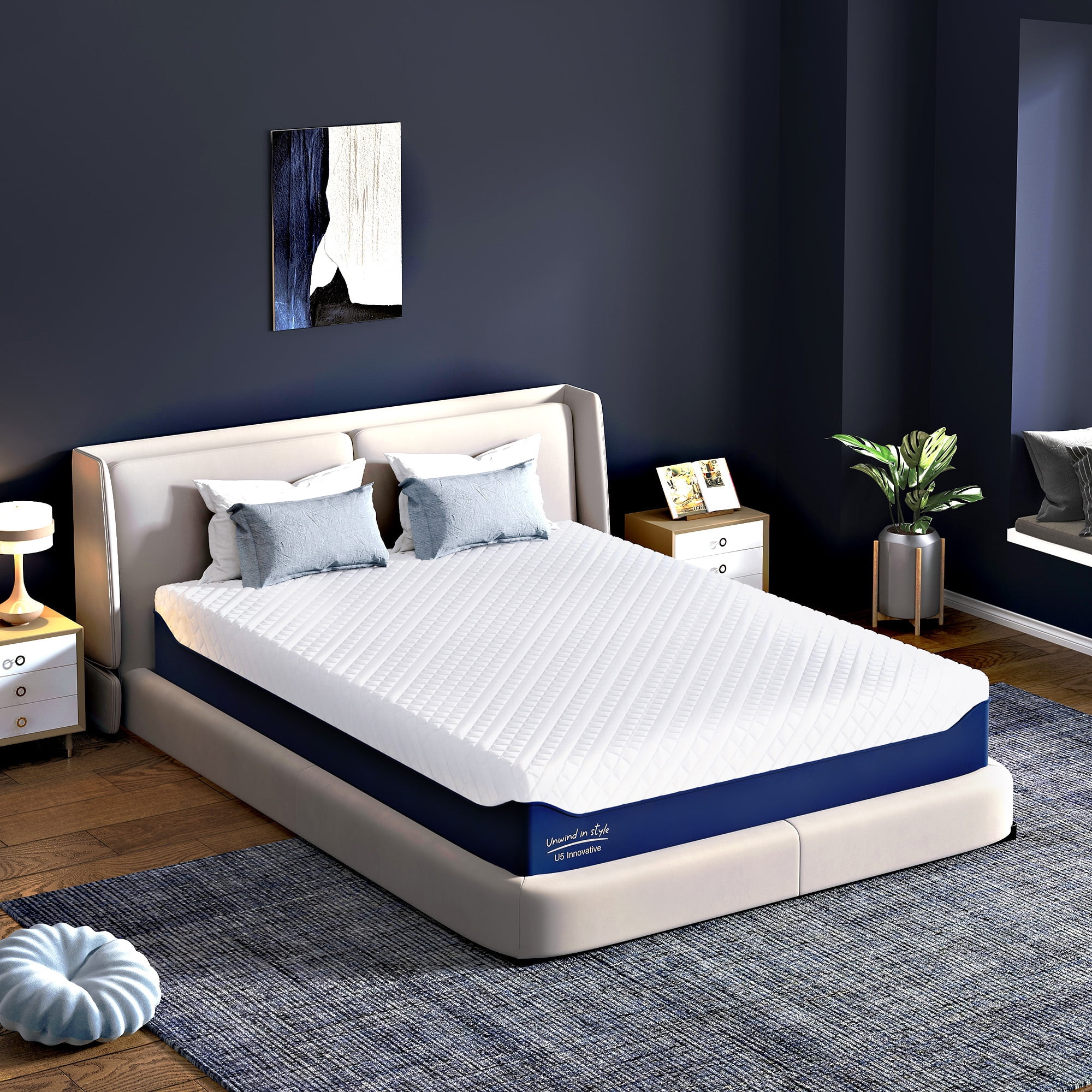 Soges 12 inch Memory Foam Mattress Full Size Mattress Green Tea Gel Memory Foam Mattress Cooling Gel Infused Mattress for Pressure Relief, Medium Firm, Washable Cover, CertiPUR-US Certified, Blue