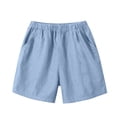 thumbnail image 2 of Big Girls Pull on Denim Shorts, Stretchy Jeans Shorts Casual Loose Elastic Waist Straight Leg Denim Short Pants with Pockets Light Blue 11 Years, 2 of 9