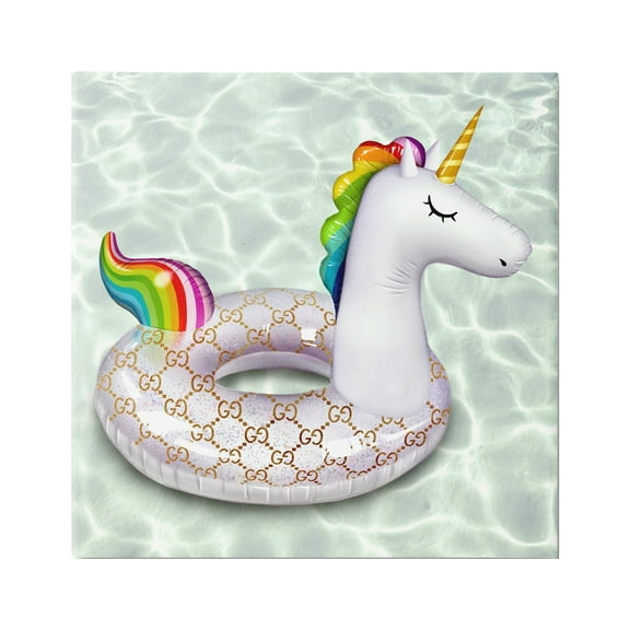 Stupell Industries Unicorn Pool Float Trendy Fashion Emblem Pattern Graphic Art Gallery Wrapped Canvas Print Wall Art, Design by Ziwei Li