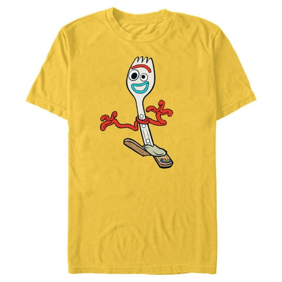 Disney Pixar Toy Story 4 Forky Running T-Shirt- Short Sleeve Blended T-Shirt for Adults - Customized-Yellow