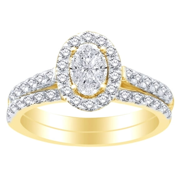 AFFY 0.75 CT White Natural Diamond Bridal Ring Set In 14k Yellow Gold With RING Size-4
