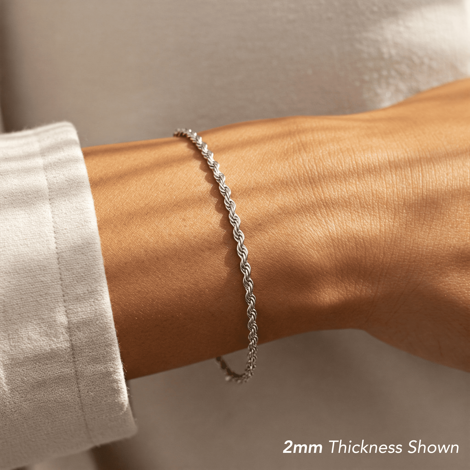 Tilo Jewelry Solid 925 Sterling Silver Rope Chain Bracelet with Secure Lobster Lock | 5mm - 8 Inch | Everyday Bracelet for Men, Women, Unisex