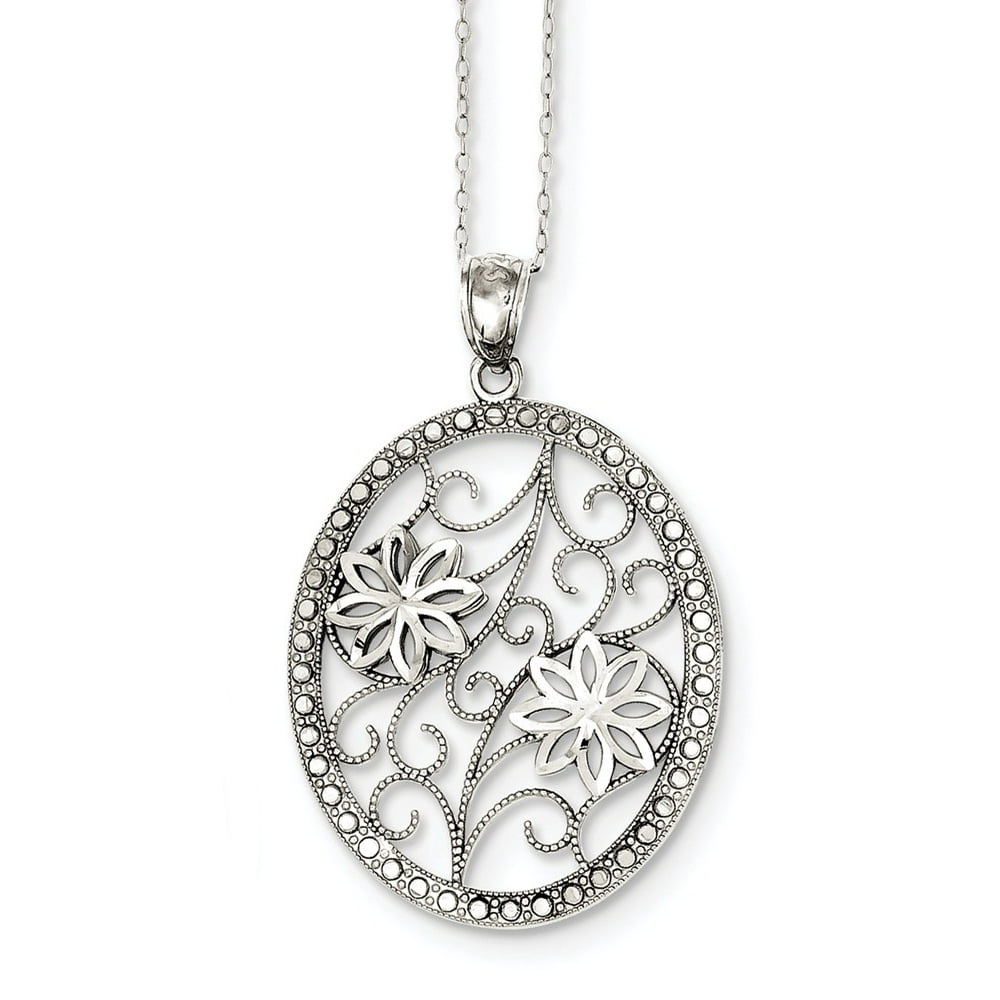 AA Jewels - Solid 925 Sterling Silver Polished & Diamond-Cut Necklace