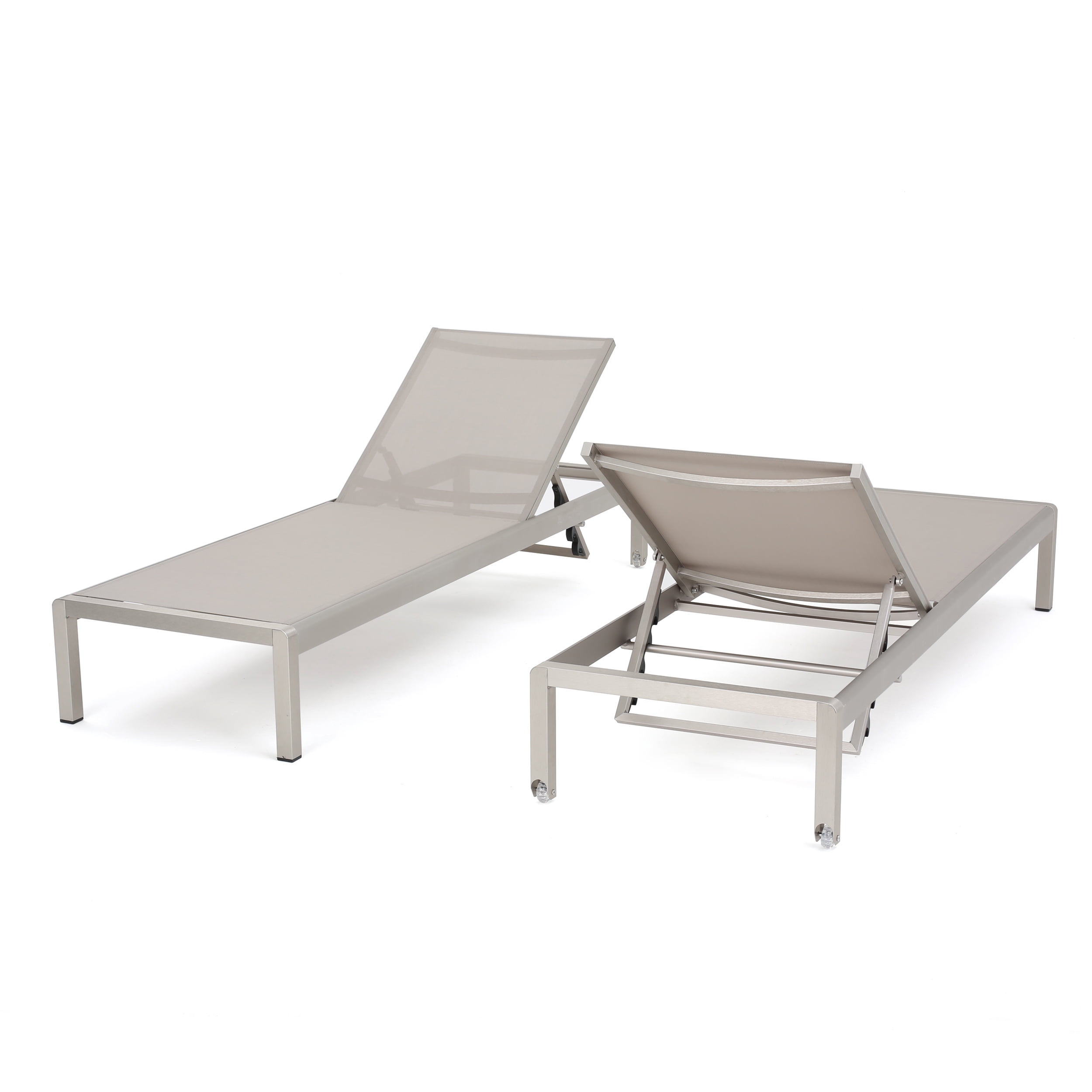 Miller Outdoor Mesh Chaise Lounge, Set of 4, Grey