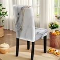 thumbnail image 6 of Xoenoiee White Marble Pattern 7 Pcs Chair Protector Cover and Tablecloth Set Stretch Removable Washable 55"x82" Table Cover and Seat Slipcover for Home Hotel Dining Room Banquet Wedding Party, 6 of 6