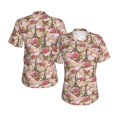 thumbnail image 3 of Yiaed Rose Flowers Print Women's T Shirt V-Neck Short Sleeve Shirt Casual Breathable Tee Summer Tops-X-Large, 3 of 5