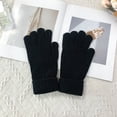 thumbnail image 2 of Clearance! Baberdicy Women Autumn and Winter Casual Solid Color Knit Warm Gloves Black, 2 of 3