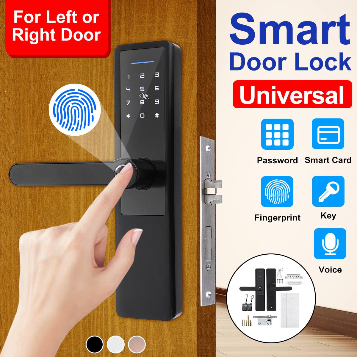 Color : Right Pull Easy Installation Electronic Card Door Lock with Key Electric Lock for Home Hotel Apartment Office Stainless Steel