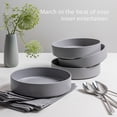 thumbnail image 3 of over&back Stackable Dinner Bowl Set - Stoneware Dishes - Comes with 4 Dinner Bowls - All-Occasion Place Settings Perfect for Pasta, Salads, Snacks - 8.3" x 8.3" x 1.9" - 40oz - Semi-Matte Charcoal, 3 of 8
