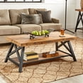 thumbnail image 5 of Weston Home Westyn Rustic X Base Wood Rectangular Coffee Table, Oak, 5 of 8