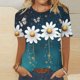 thumbnail image 5 of Blusas para las Mujeres Casual Impreso Cuello Redondo Manga Corta Camiseta Top, Tops Cortos para las Mujeres Primavera Verano, 5 of 8