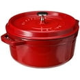 thumbnail image 2 of STAUB Cast Iron Dutch Oven 4-qt Round Cocotte, Made in France, Serves 3-4, Cherry Cherry Round Cocotte, 2 of 7