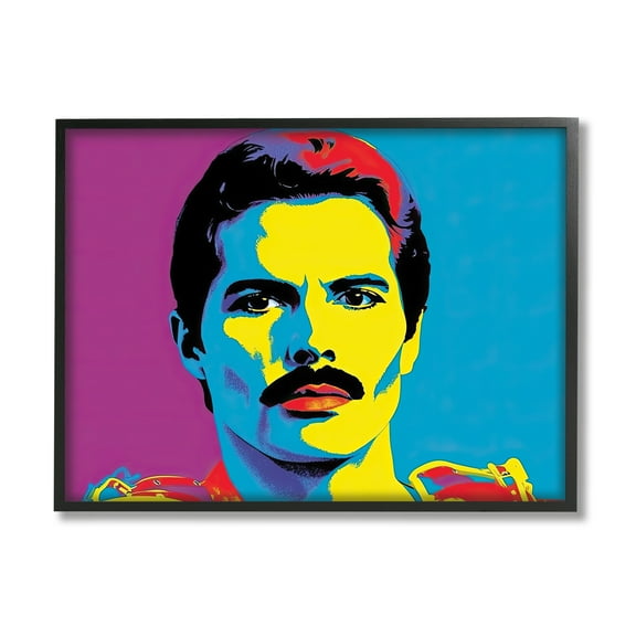 Stupell Industries Freddie Mercury Pop Style Abstract Painting Black Framed Art Print Wall Art, 14 x 11